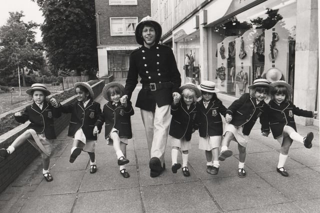 Wykeham House School infants with Fireman Sam in June 1990.