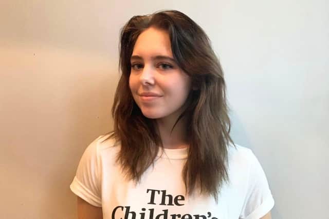 Holly Mault from Fareham before her head shave for The Children's Society