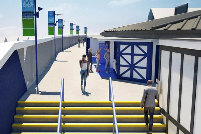 An artist's impression of the north-east concourse from plans for the Milton End development. Picture: Portsmouth Football Club