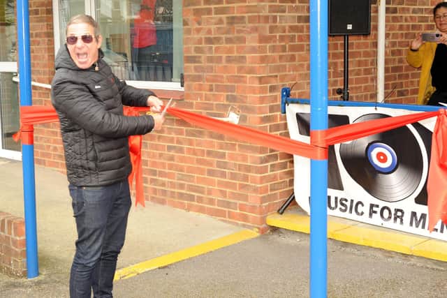 Barry Ashworth cutting the ribbon on the new Tonic Music for Mental Health HQ on March 5, 2022. Picture: Paul Windsor