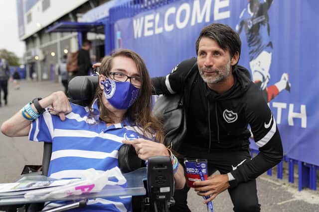 Danny Cowley arriving at Fratton tonight