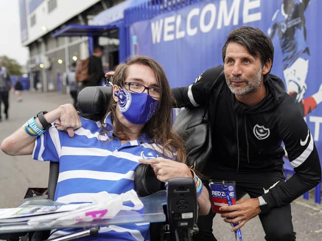 Danny Cowley arriving at Fratton tonight