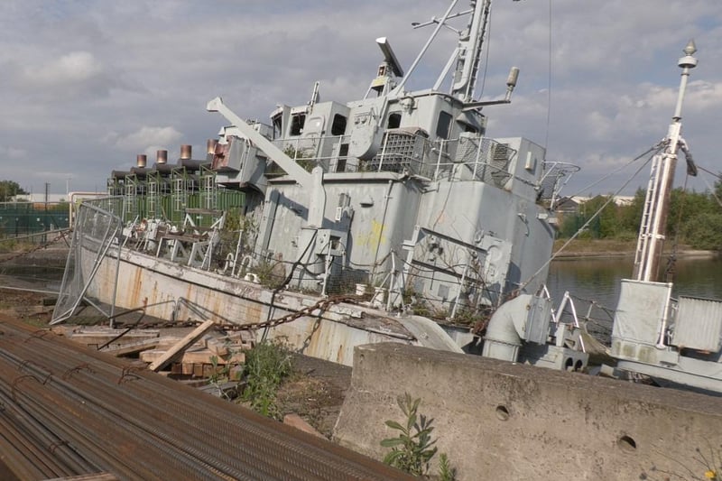 HMS Bronington submerged at Birkenhead Docks. Pic Bronington Trust