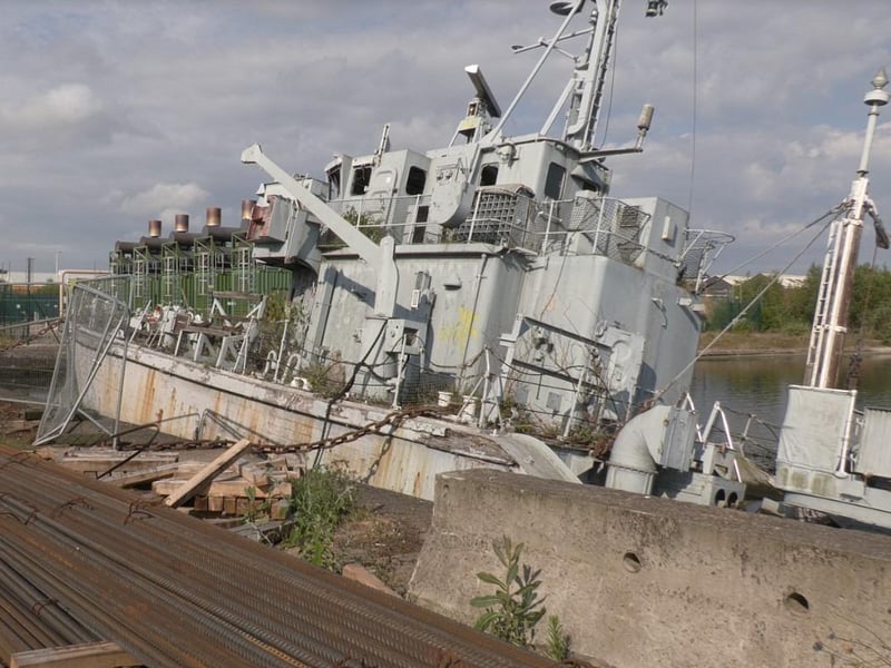 HMS Bronington submerged at Birkenhead Docks. Pic Bronington Trust