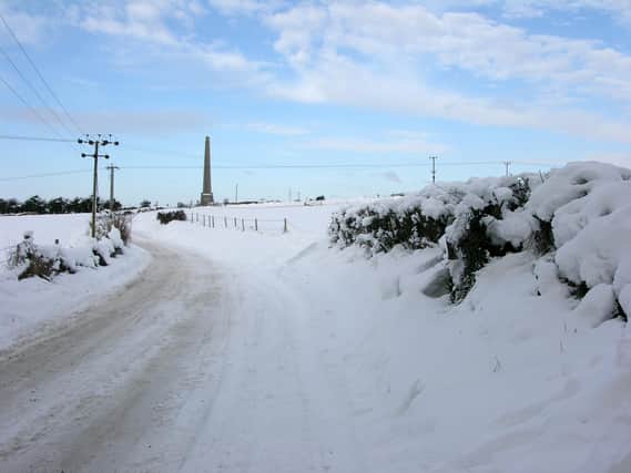 Looking up Nelson Lane toward the Nelson Monument in the snow of 2010.