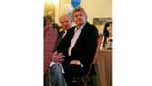 Dave Rees, left, with Pompey great Alan Biley