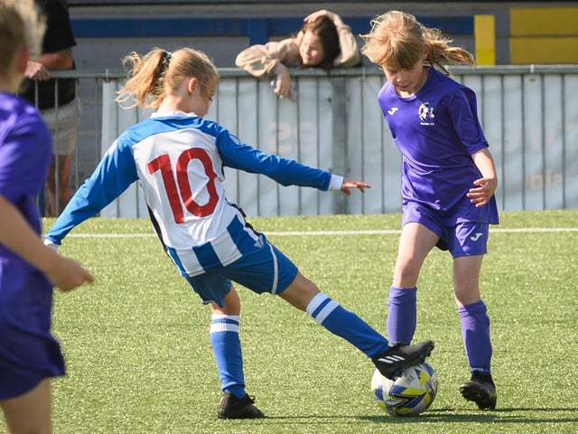 Stoneham Lionesses (all purple kit) versus Crofton Saints. Picture: Keith Woodland (030621-41)