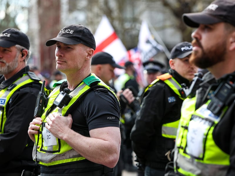 Officers were in attendance to keep the peace. Picture: Chris Moorhouse (150325-079)
