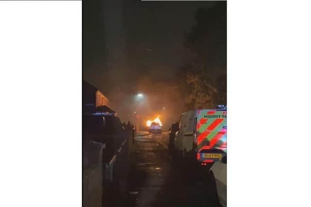 Car fire in Leigh Park on October 18