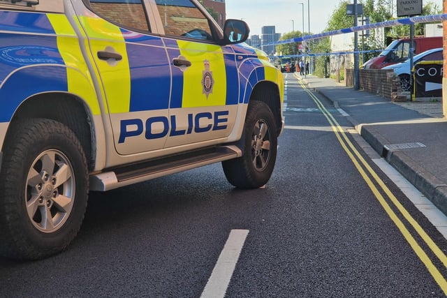 Police at the scene in Goldsmith Avenue, Fratton, on Thursday (September 14). Picture: Habibur Rahman.