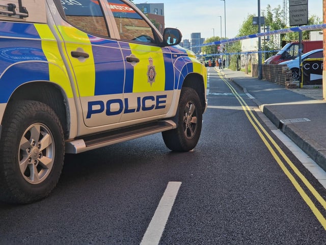 Police at the scene in Goldsmith Avenue, Fratton, on Thursday (September 14). Picture: Habibur Rahman.