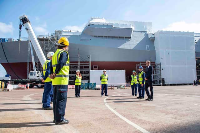 Prince William meets BAE workers during his visit to the Govan shipyard. Photo: Royal Navy