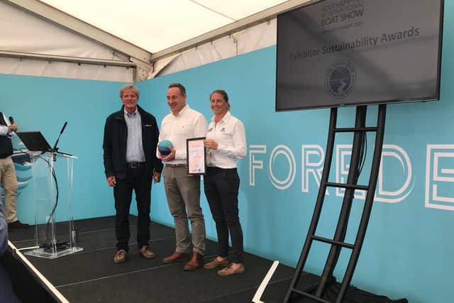 Premier Marinas being awarded the Exhibitor Sustainability Award 2021
