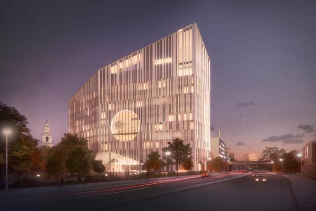 A CGI of the proposed new building
