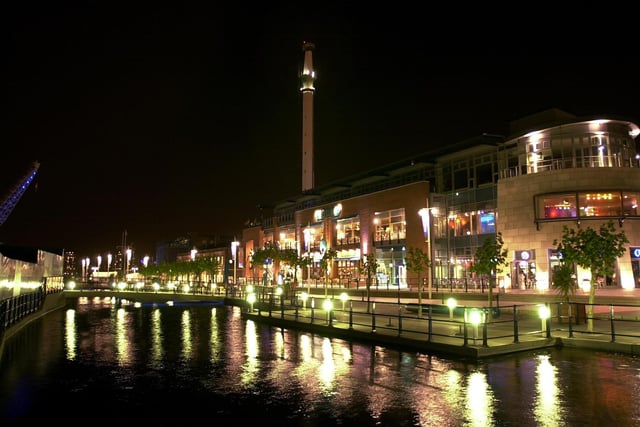 Gunwharf Quays by night in 2003.