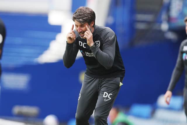 Pompey boss Danny Cowley shows his frustrations on the touchline.