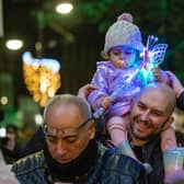 Bagging a top spot to watch the Christmas lights being turned on in Fareham on November 18.