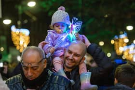 Bagging a top spot to watch the Christmas lights being turned on in Fareham on November 18.