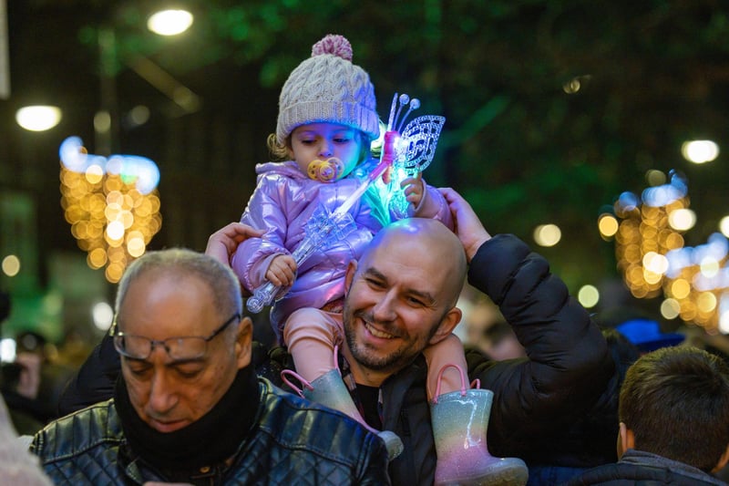 Bagging a top spot to watch the Christmas lights being turned on in Fareham on November 18.