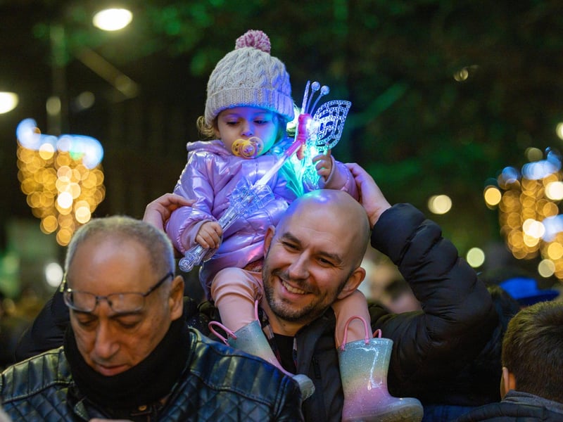 Bagging a top spot to watch the Christmas lights being turned on in Fareham on November 18.
