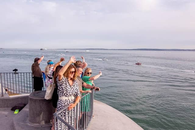 The view from Round Tower, Old Portsmouth of the boat parade for Sea Angling Classic 2022