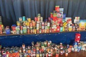 Some of the food donated by the children