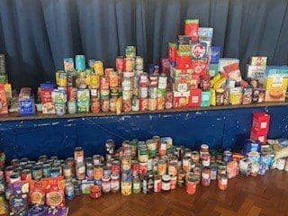 Some of the food donated by the children