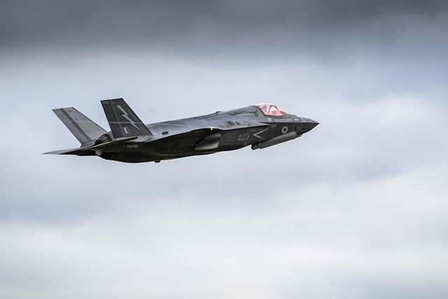 An F-35 flying in the sky during the series of drills. Photo: MoD