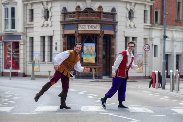 The Kings Theatre panto stars visited shops, hairdressers and pubs. Picture: Habibur Rahman