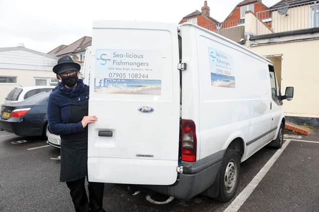 Sea-licious in West Street, Fareham, are fundraising for a new delivery van after their current one broke down.

Pictured is: Owner Zoe Marshall with her broken van.

Picture: Sarah Standing (041220-9511)