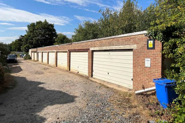 Nine lock-up garages/stores, currently let at £10,080 per annum, with two vacant, are guided at £150,000-plus and sit on a 0.4-acre freehold site. They are located to the north of Hawthorn Crescent, Cosham, Portsmouth. Joint auctioneers: Chinneck Shaw and Clive Emson Auctioneers