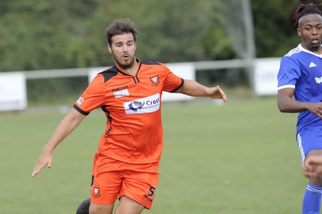 Josh Warren (orange) is available to face his former club Portchester despite being sent off for Baffins at the weekend. Picture: Ian Hargreaves