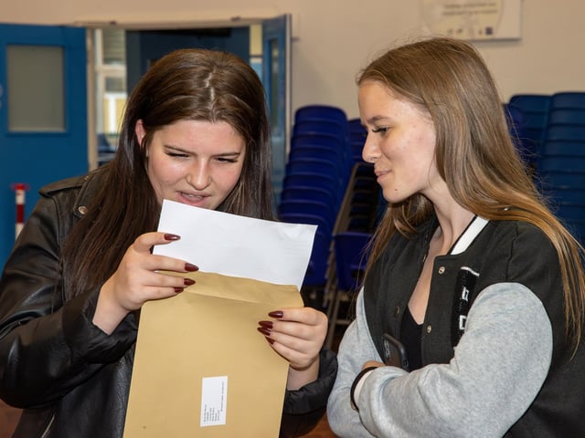 Students were welcomed to Crookhorn College to collect their GCSE results.Pictured - Students opening their GCSE resultsPhotos by Alex Shute