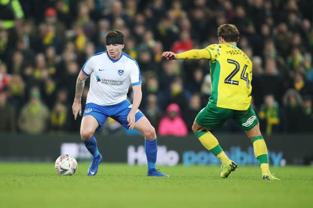 Dion Donohue in FA Cup action as Pompey claimed a 1-0 victory at Norwich in January 2019. Picture: Joe Pepler
