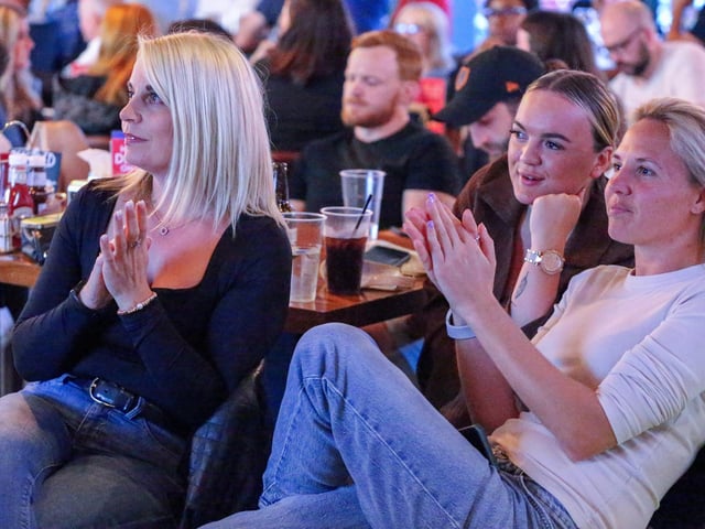 Fans watch Netherlands v England, UEFA Euros 2024 semi-final played in Dortmund, at Village Hotel, Lakeshore Drive, CoshamPicture: Chris  Moorhouse (100724-078)
