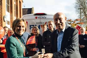 Paul Huxford, Founder & Chairman, handing over the Minibus keys.