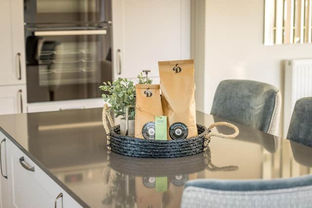 Coffee on display in the kitchen is provided by Deveroast, only a seven-minute drive from the development.