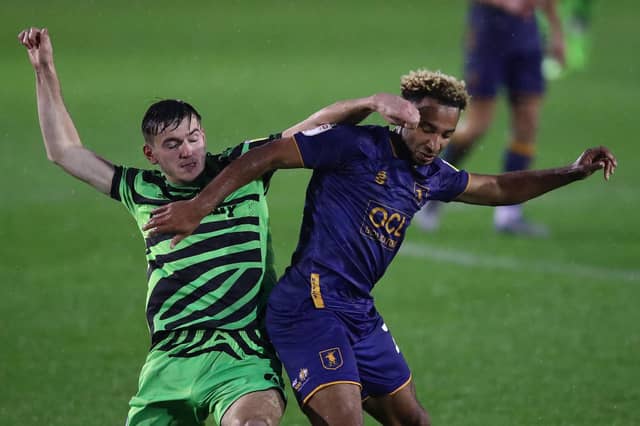 Liam Kitching in action for Forest Green against Mansfield. Recruited by Rich Hughes, he now plays for Barnsley. Picture: Michael Steele/Getty Images
