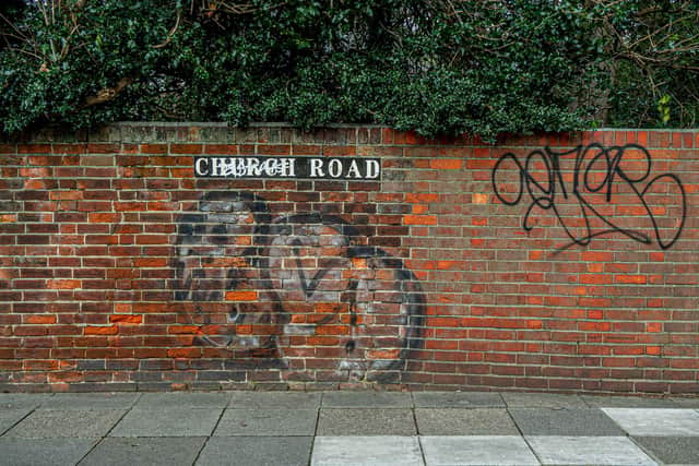 Portsmouth City Council is pushing back against graffiti, fly-tipping and other nuisance crimes across the cityPictured: Graffiti around Fratton, Portsmouth on Monday 14 February 2022Picture: Habibur Rahman