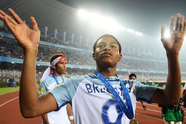 After seeing England's under-17s cruelly beaten by Spain at the Euros in Croatia, Foster was again part of the national set-up that travelled to India the same year for the FIFA U-17 World Cup. And on this occasion, there was to be no final heartache as the young Three Lions lifted the trophy for the first time ever thanks to a 5-2 win over the Spanish. Then young Liverpool striker Rhian Brewster secured the tournament's golden boot following his eight goals. Picture: DIBYANGSHU SARKAR/AFP via Getty Images