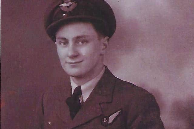 Charles Eldred was a Flight Lieutenant responsible for navigating his Lancaster bomber onto its targets during the Second World War. Here he is pictured in his uniform.