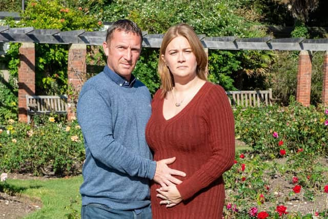 Sam and Alan Canaway from Portsmouth, started trying for a baby in 2013 and had several IVF cycles. They contacted Wessex Fertility and started treatment in 2019 but before their embryo transfer it was all halted due to Covid 19. They weren't sure whether to try again but Sam had her embryo transfer in July 2020 and she is now pregnant.

Picture: Emma Terracciano 