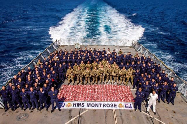HMS Montrose celebrates 1,000 days in the Gulf. Pic Royal Navy