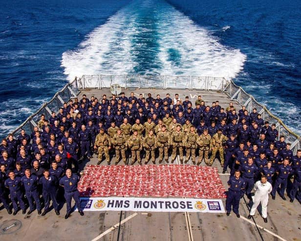 HMS Montrose celebrates 1,000 days in the Gulf. Pic Royal Navy