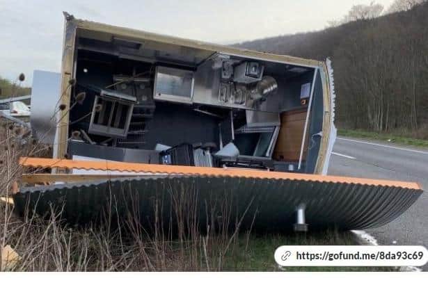 Alfie Jameson's trailer after the crash
