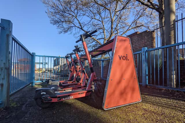 Port ready to dock and roll with installation of new e-scooter docking station.