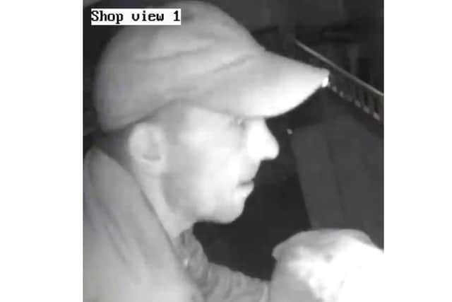 Sussex police want to speak to this man in connection with a break-in at Royals Fish and Chips in Central Avenue, Bognor Regis