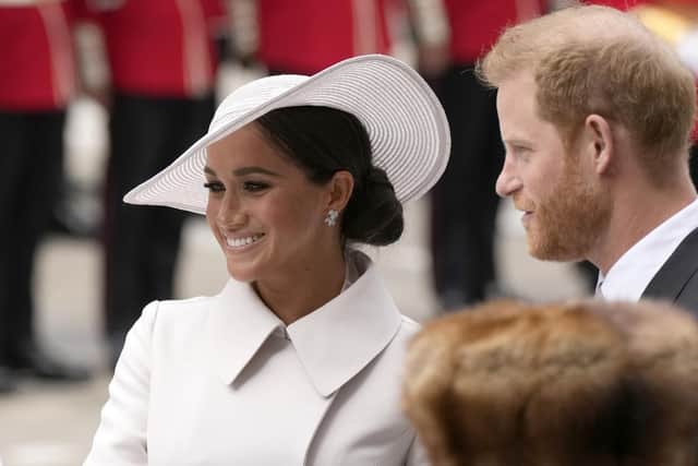 The Duchess of Cambridge arriving at the National Service of Thanksgiving at St Paul's Cathedral, London, on day two of the Platinum Jubilee celebrations for Queen Elizabeth II. Picture date: Friday June 3, 2022.