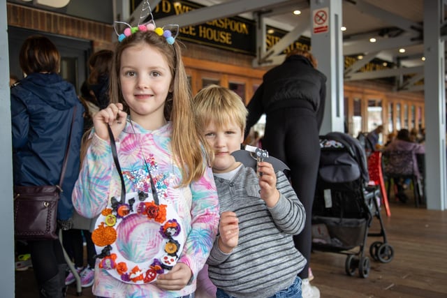 People flocked to Port Solent on Thursday to enjoy the half term entertainment, including arts and craft, face painting and magic shows.

Pictured - Rebecca, 5 and Owen, 3 enjoying the Creation Station

Photos by Alex Shute