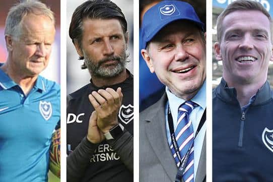 From left: Sean O'Driscoll, Danny Cowley, Michael Eisner and Greg Miller